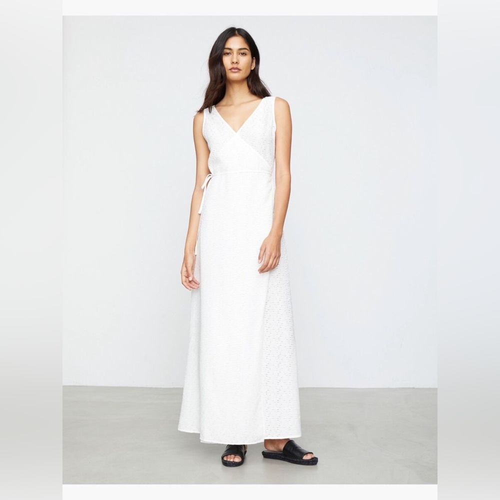 Onia Grace Maxi Wrap Swim Cover Up White Dress Size Large V Neck Resort Vacation